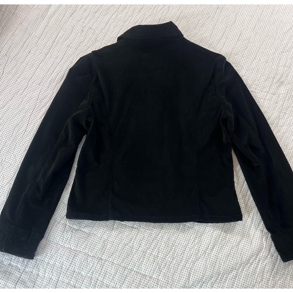 Live A little Black Corduroy Jacket Women Medium Y2K Button Up π Pockets Gilmore - Picture 6 of 12